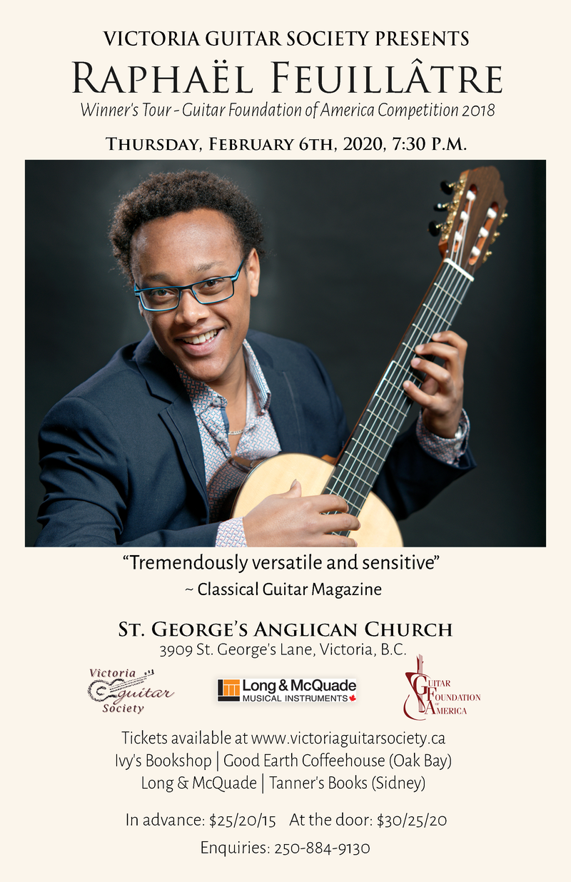 Victoria Guitar Society presents: Raphaël Feuillâtre @ St. George's Anglican Church - 3909 St George's Ln, Victoria V8N - Feb 06, 2020