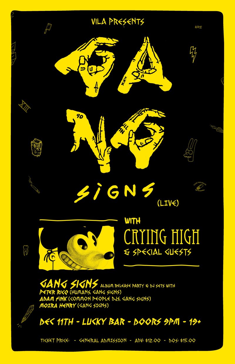 Gang Signs, Crying High, Bright Boy @ Lucky Bar Dec 11 2019 - May 6th @ Lucky Bar