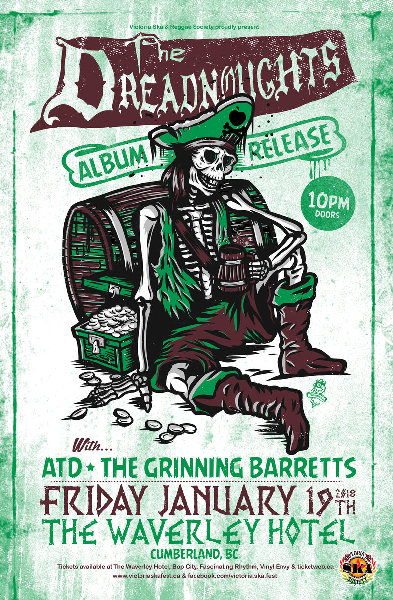The Dreadnoughts Album Release with guests ATD & The Grinning Barretts!: The Dreadnoughts, ATD, The Grinning Barretts @ The Waverley Hotel Jan 19 2018 - May 3rd @ The Waverley Hotel