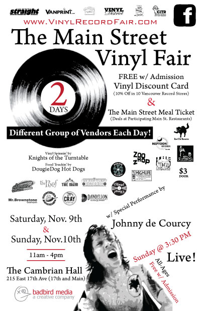 Main Street Vinyl Record Fair 8 - with Johnny de Courcy Live! (DAY 2): Knights of the Turntable, Johnny De Courcy @ The Cambrian Hall Nov 10 2013 - May 9th @ The Cambrian Hall