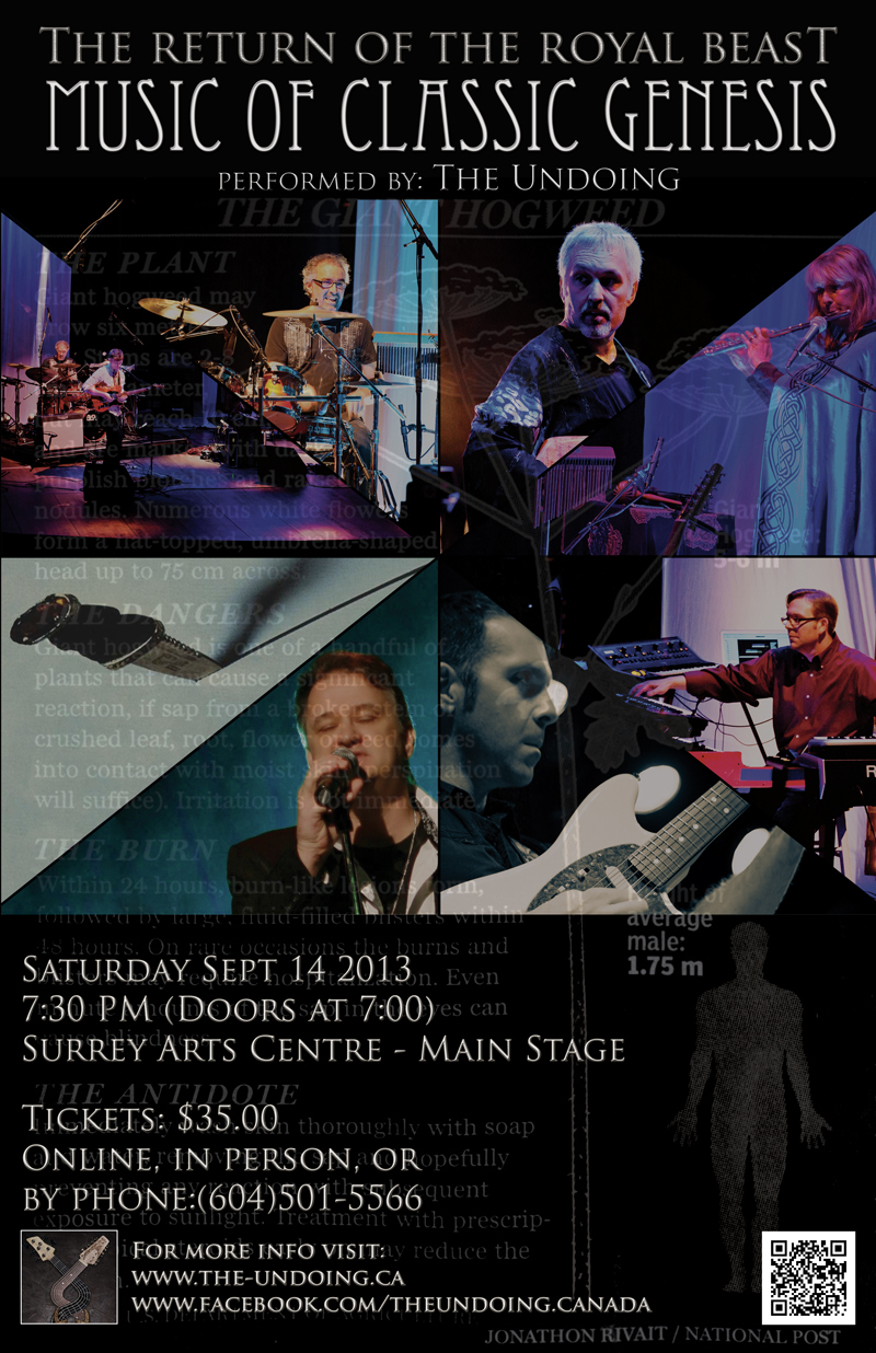 The Return of the Royal Beast: Music of Classic Genesis: The Undoing @ Surrey Arts Centre Main Stage Theatre - Sep 14, 2013