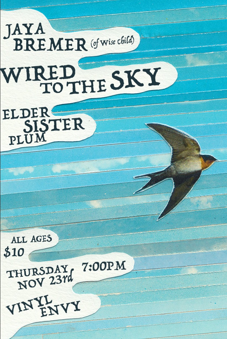 Jaya Bremer, Elder Sister plum, Wired to the Sky @ Vinyl Envy Nov 23 2017 - May 9th @ Vinyl Envy