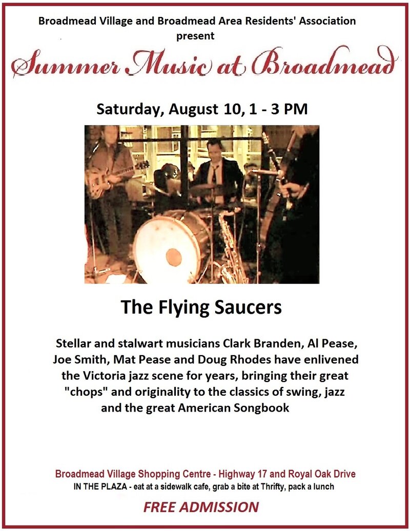 Summer Music at Broadmead: The Flying Saucers @ Broadmead Village Shopping Centre Aug 10 2019 - May 1st @ Broadmead Village Shopping Centre