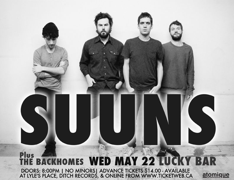 Suuns, The Backhomes @ Lucky Bar May 22 2013 - May 6th @ Lucky Bar