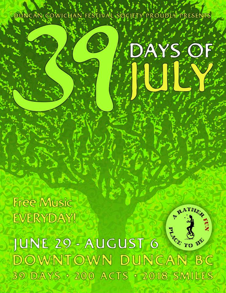 39 Days of July Festival: Dennis &lsquo;n&rsquo;Andy Show, Chuck McCandless, Schayde Dame, Carlson Dance, Jared Popma, James Meyer (& friends), Non Stop Talk, Porter Brothers @ Charles Hoey Memorial Park - Buckerfields Stage Jun 29 2018 - May 6th @ Charles Hoey Memorial Park - Buckerfields Stage