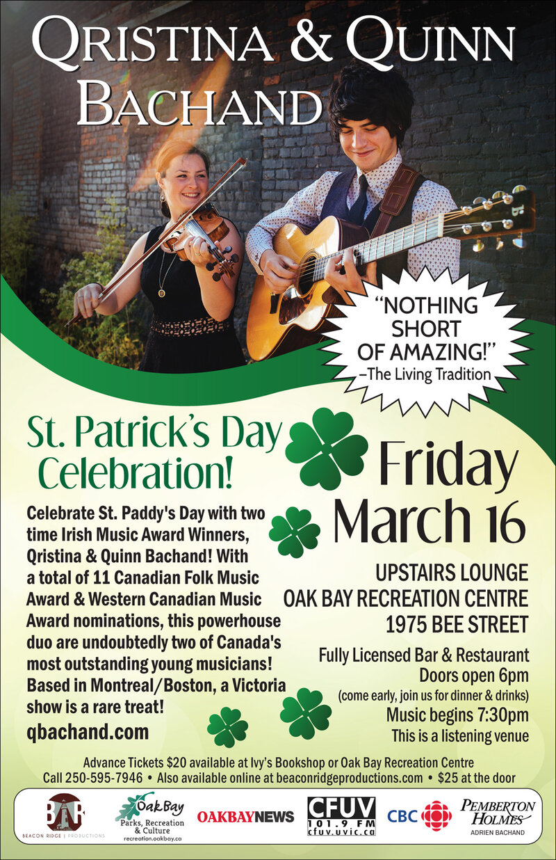 Celebrate St. Paddy's Day (early): Qristina & Quinn Bachand @ Sports View Lounge Mar 16 2018 - May 8th @ Sports View Lounge