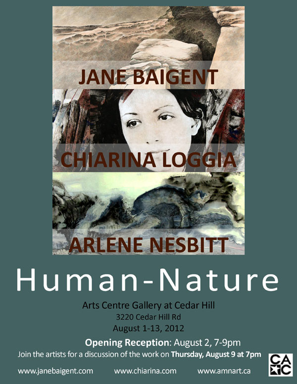 Human-Nature: Arlene Nesbitt, Chiarina Loggia, Jane Baigent @ The Arts Centre at Cedar Hill  Aug 1 2012 - May 6th @ The Arts Centre at Cedar Hill 