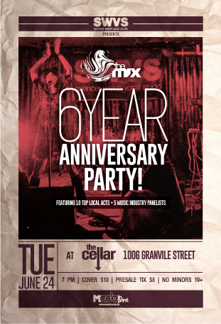 The MIX 6 Year Anniversary Party!: The Living, JP Maurice, Luca Fogale, Sons of Granville, Sophia Danai, Barron S , Omar Khan, Forest & The Sea, Van City Soul Hop Committee  @ The Cellar Jun 24 2014 - May 6th @ The Cellar