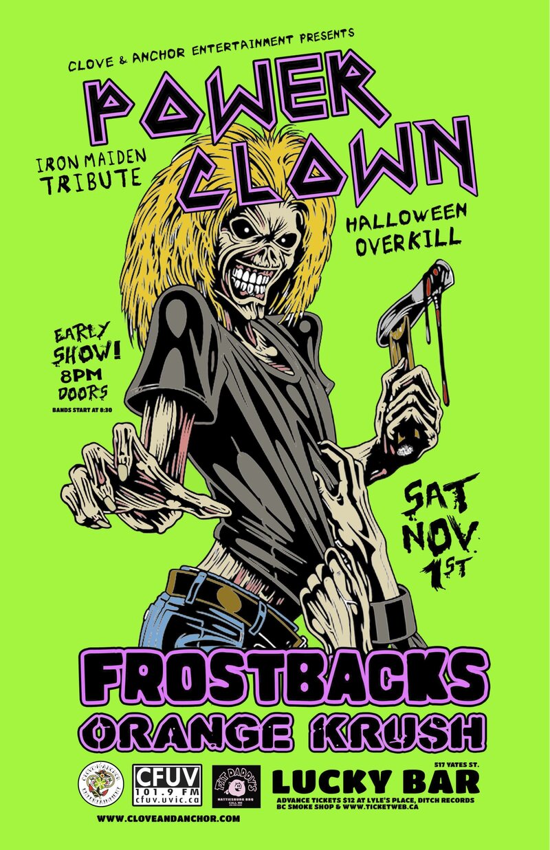 Power Clown, The Frostbacks, Orange Krush @ Lucky Bar Nov 1 2014 - May 8th @ Lucky Bar