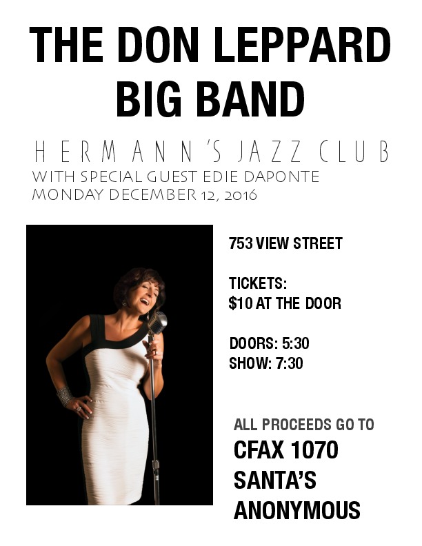 Don Leppard Big Band: Edie DaPonte, Don Leppard Big Band @ Hermann's Jazz Club Dec 12 2016 - May 8th @ Hermann's Jazz Club