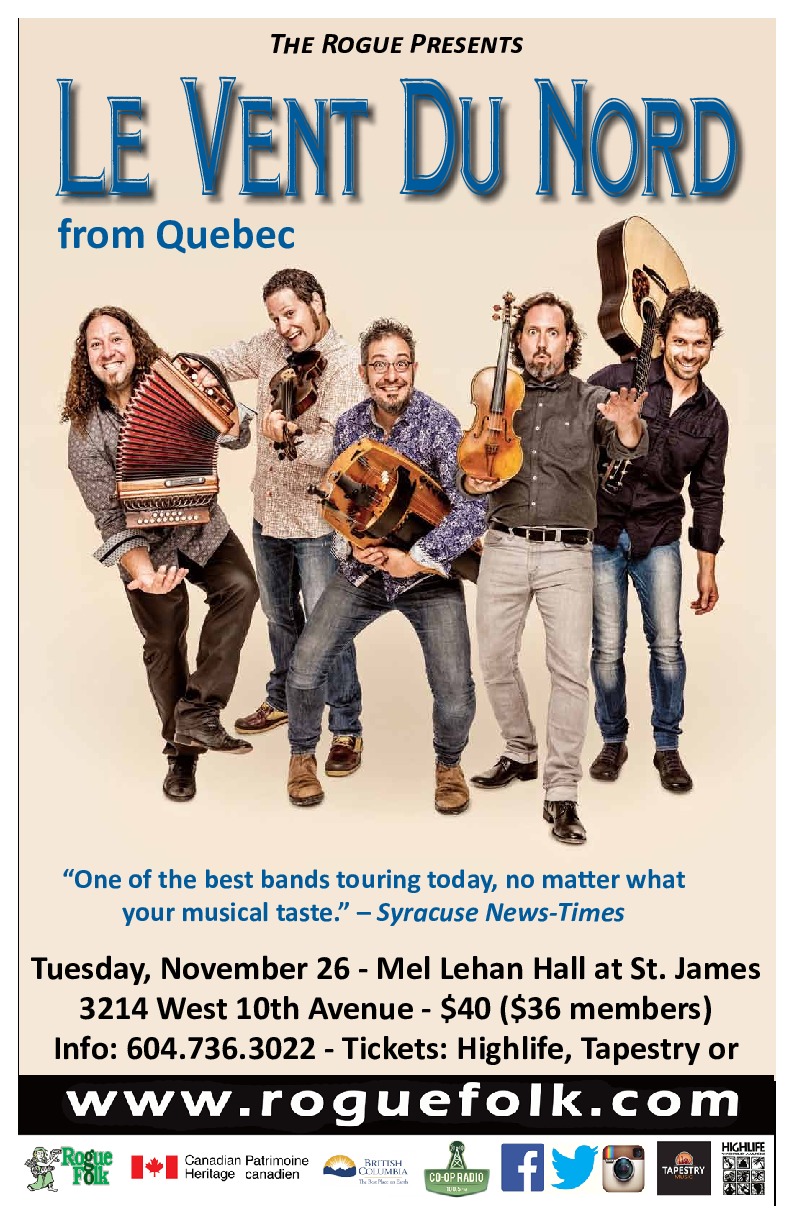Le Vent du Nord @ Mel Lehan Hall at St. James Nov 26 2019 - May 7th @ Mel Lehan Hall at St. James