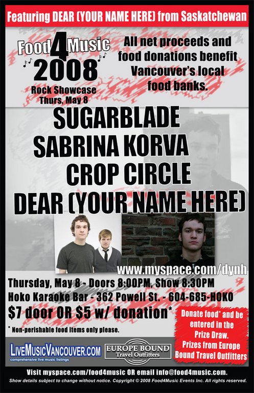 Sugarblade, Sabrina Korva, Crop Circle, Dear @ Hoko Karaoke Bar - May 08, 2008