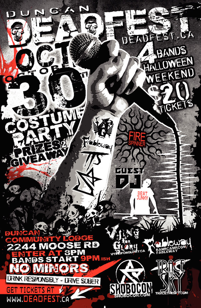 The Duncan Deadfest: Fableway, Shobocon, Vying For Glory, Trace The Sky, Beat Junky @ 2244 Moose Rd - Duncan Lodge - Oct 30, 2015