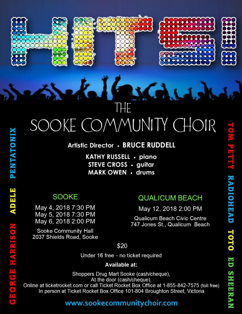 Hits! Sooke Community Choir @ Sooke Community Hall May 4 2018 - Apr 30th @ Sooke Community Hall