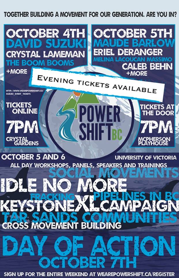 Come join the PowerShift BC Keynote ft.: The Boom Booms, Ta'KaiyaI Blaney, David Suzuki, Crystal Lamenan @ Crystal Garden Oct 4 2013 - May 7th @ Crystal Garden