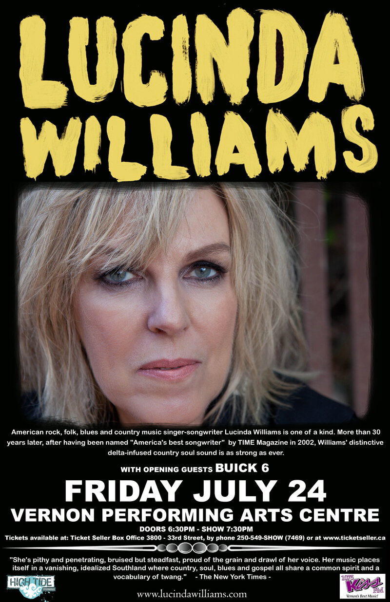 Lucinda Williams, BUICK 6 @ Vernon Peforming Arts Centre - Jul 24, 2015
