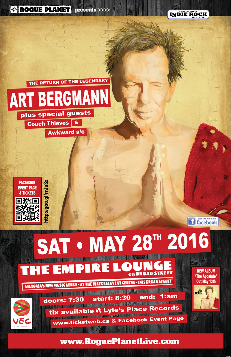 Art Bergmann, Couch Thieves, Awkward A/C @ Victoria Event Centre - May 28, 2016