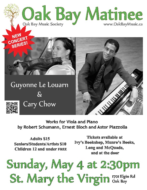 guyonne Le Louarn, Cary Chow @ St. Mary's Anglican Church May 4 2014 - May 10th @ St. Mary's Anglican Church