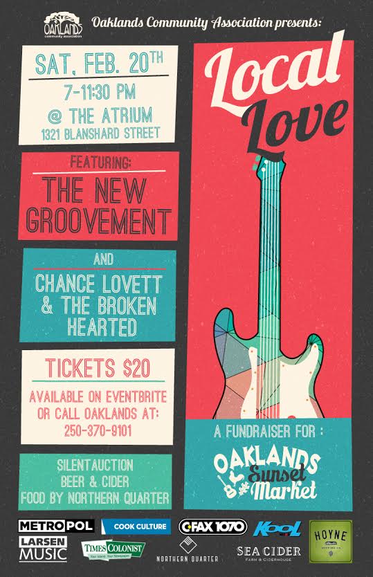Local Love: Oaklands Sunset Market Fundraiser!: The New Groovement, Chance Lovett and the Broken Hearted @ The Atrium Feb 20 2016 - May 6th @ The Atrium