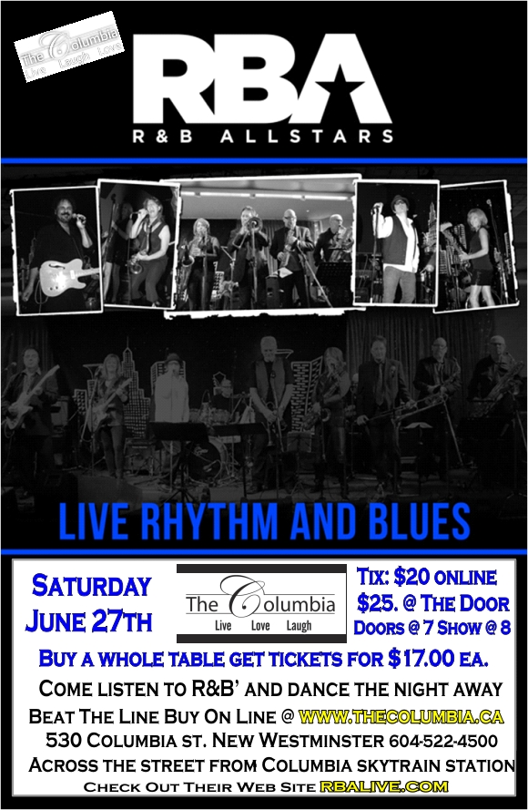 Live Rhythm and Blues: R&B All Stars @ The Columbia Theatre Jun 27 2015 - May 1st @ The Columbia Theatre