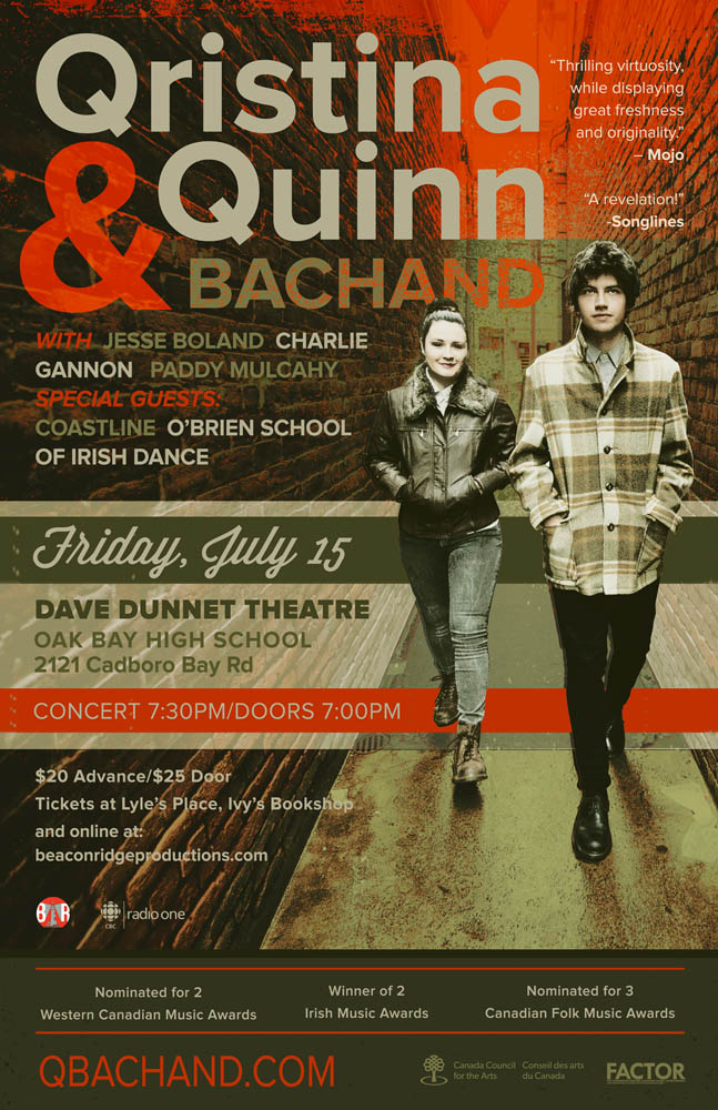Award Winning Celtic Roots Music, Song & Dance: Qristina & Quinn Bachand, Coastline Fiddle Ensemble, Jesse Boland , Charlie Gannon , Paddy Mulcahy , O'Brien Irish Dancers @ Dave Dunnet Theatre-Oak Bay High, 2121 Cadboro Bay Rd - Jul 15, 2016