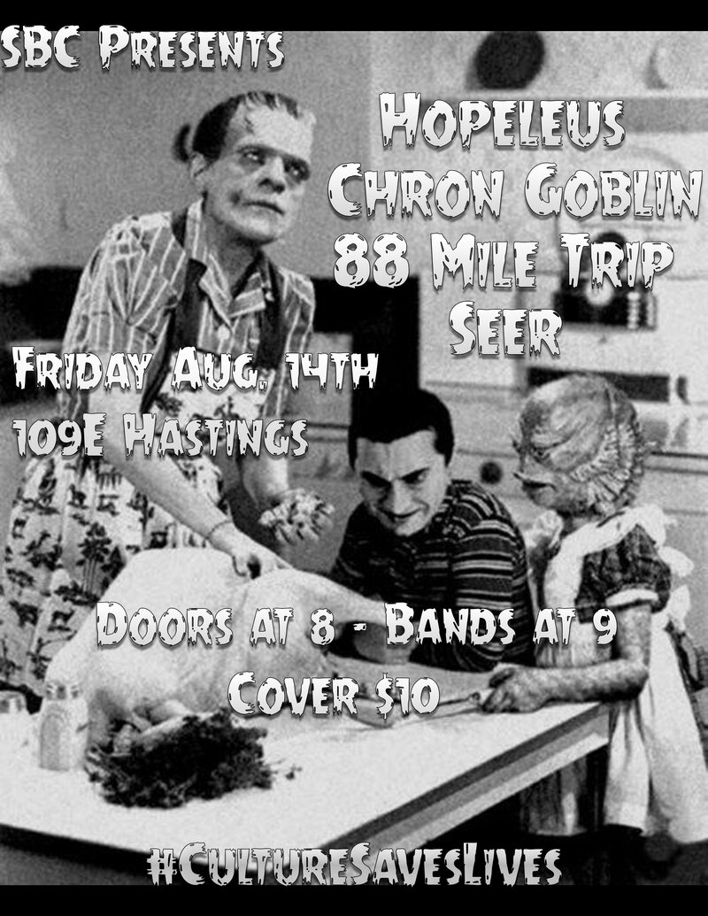 Hopeleus, Chron Goblin, 88 Mile Trip, Black Thunder, SEER @ SBC Restaurant Aug 14 2015 - May 6th @ SBC Restaurant