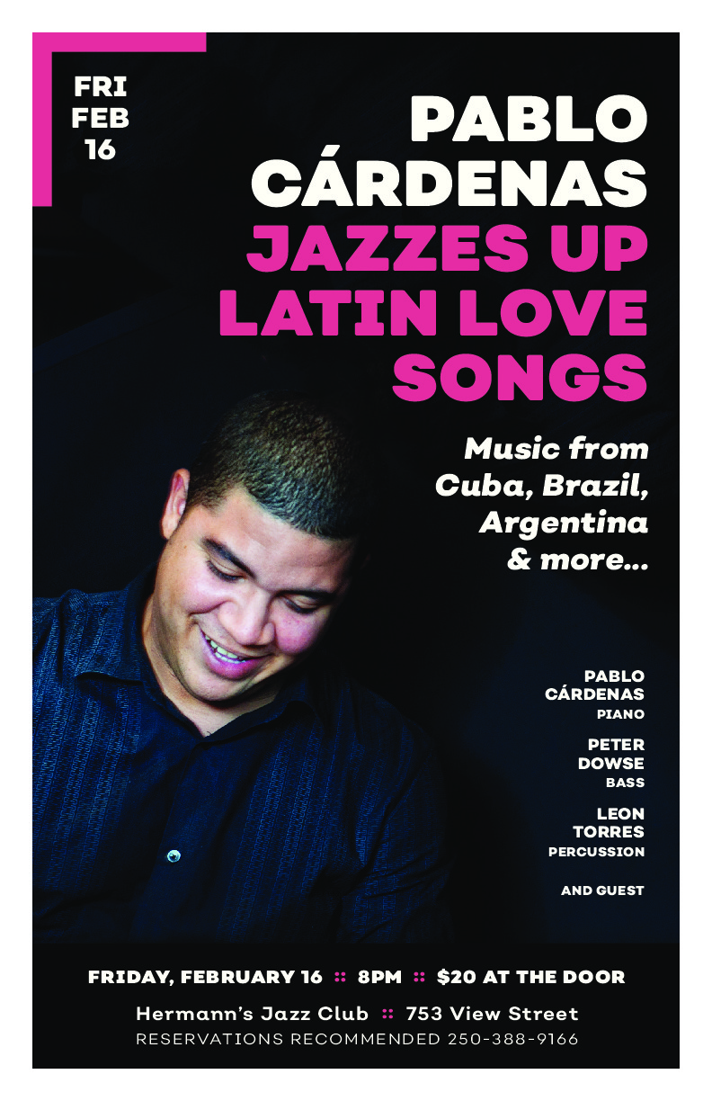 Pablo Cardenas Jazzes up Latin Love Songs @ Hermann's Jazz Club Feb 16 2018 - Jun 4th @ Hermann's Jazz Club