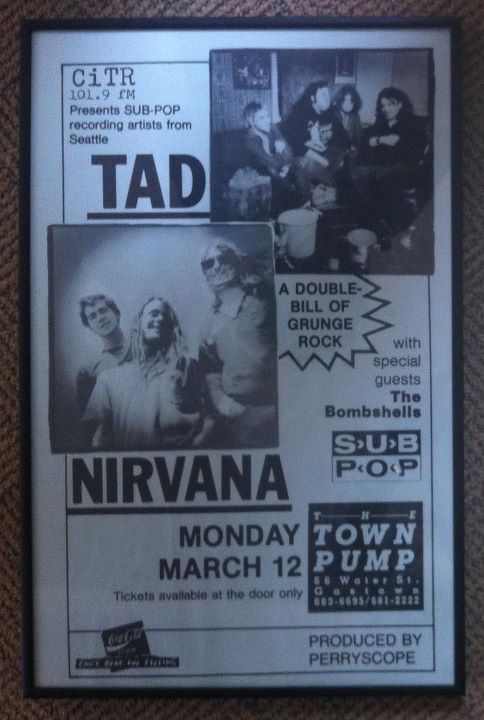 Nirvana, The Bombshells, TAD @ The Town Pump - Mar 12, 1990