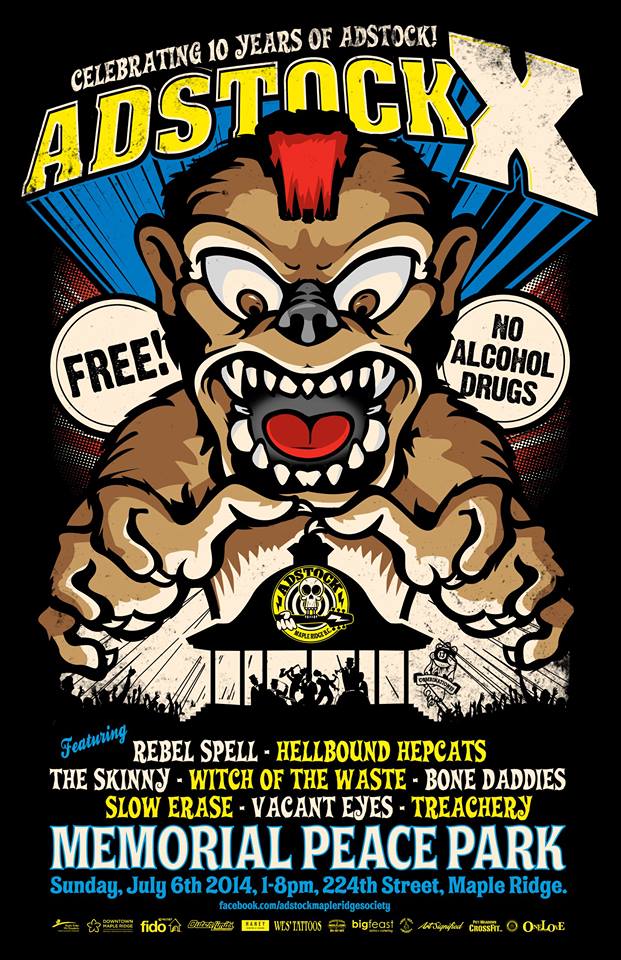 ADSTOCK X: The Rebel Spell, Slow Erase, Hellbound Hepcats, Treachery, THE SKINNY, Witch Of The Waste, Bone Daddies, Vacant Eyes @ MEMORIAL PEACE PARK Jul 6 2014 - May 6th @ MEMORIAL PEACE PARK