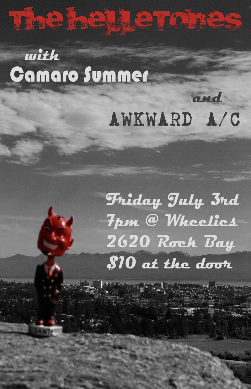 The Helletones, Awkward A/C, Camaro Summer @ Wheelies Motorcyles Jul 3 2015 - May 5th @ Wheelies Motorcyles