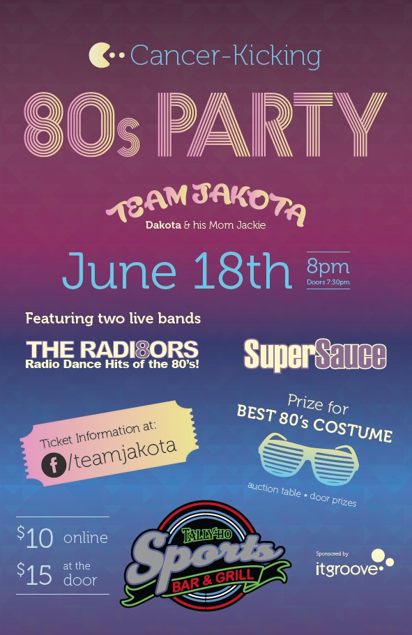 Cancer Kicking 80s Party: SuperSauce, Radi8tors @ Tally Ho Sports Bar and Grill Jun 18 2015 - May 8th @ Tally Ho Sports Bar and Grill