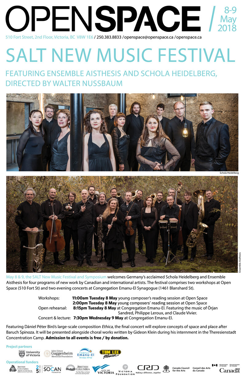 SALT New Music Festival: Open Rehearsal: Ensemble Aesthesis, Schola Heidelberg @ Congregation Emanu-el - May 08, 2018