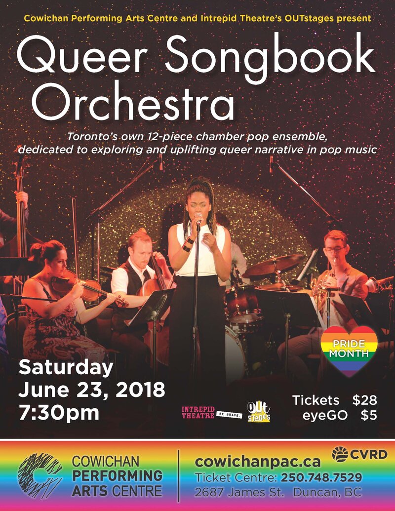 Queer Songbook Orchestra - Pride Programming: Queer Songbook Orchestra, QSO @ Cowichan Performing Arts Centre Jun 23 2018 - Jun 4th @ Cowichan Performing Arts Centre
