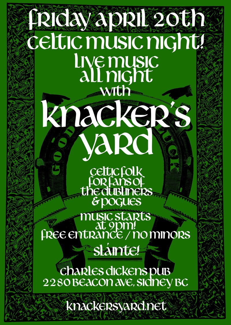 Celtic Music Night in Sidney!: Knacker's Yard @ Charles Dickens Pub Apr 20 2018 - May 7th @ Charles Dickens Pub