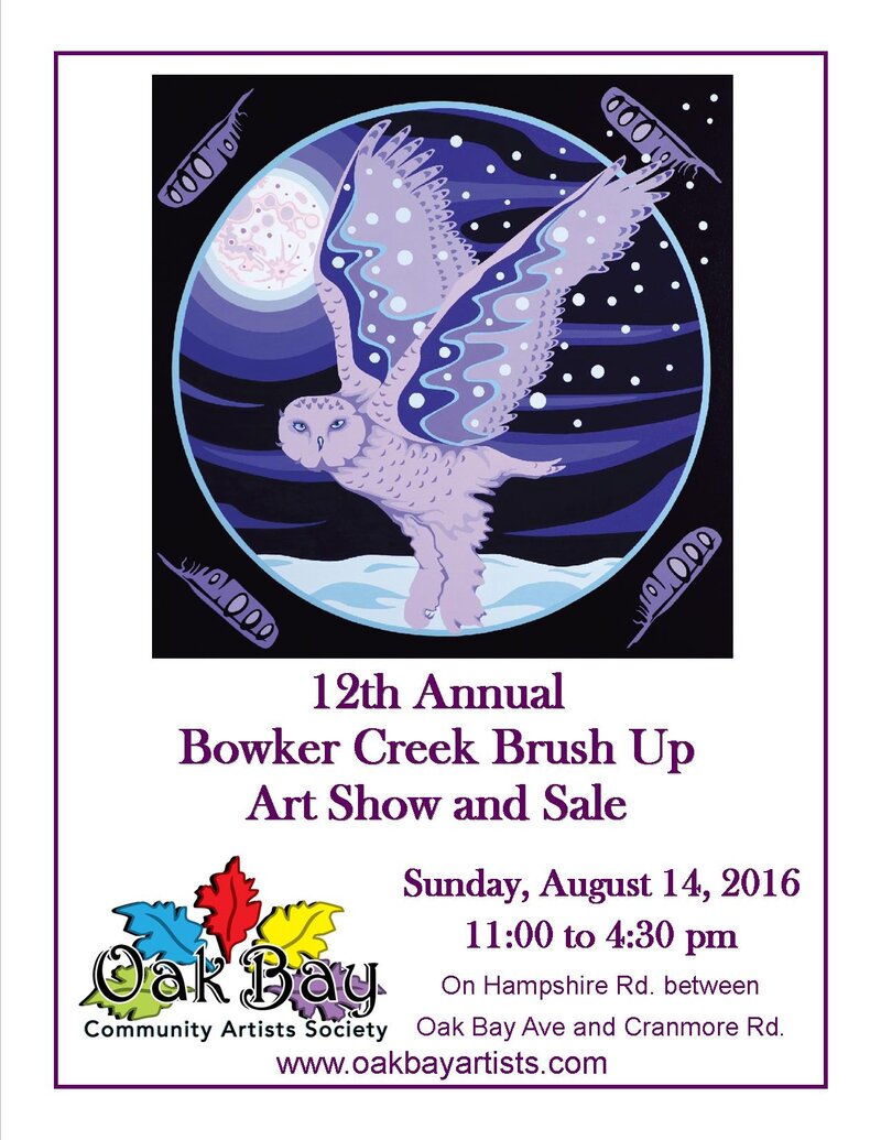 Bowker Creek Brush Up Art Show & Sale: Claire Christinel AFCA, FLO-ELLE WATSON, Joannie McCorry , Vivian Lockridge, Victor Loto, David Hunwick, Ilke Bauer, Pat Martin-Bates, Alan Hindmarsh-Watson @ Bowker Creek Park - Aug 14, 2016