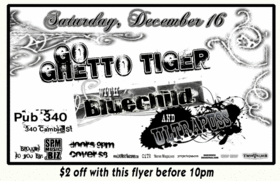 Go Ghetto Tiger, bluechild, ultrapuss @ Pub 340 Dec 16 2006 - May 13th @ Pub 340