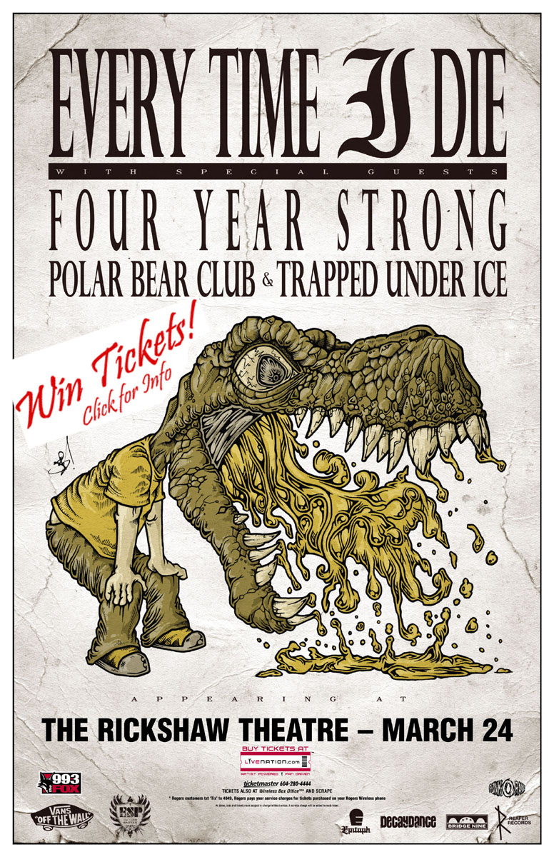 Every Time I Die, Four Year Strong, Polar Bear Club, TRAPPED UNDER ICE @ Rickshaw Theatre Mar 24 2010 - May 13th @ Rickshaw Theatre