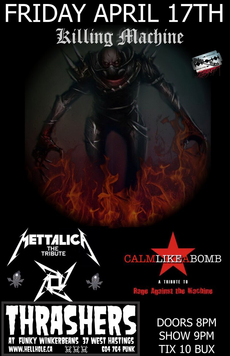 HEAVY TRIBUTES~~: METTALICA THE TRIBUTE, Calm Like A Bomb @ Funky Winker Beans Apr 17 2015 - May 6th @ Funky Winker Beans