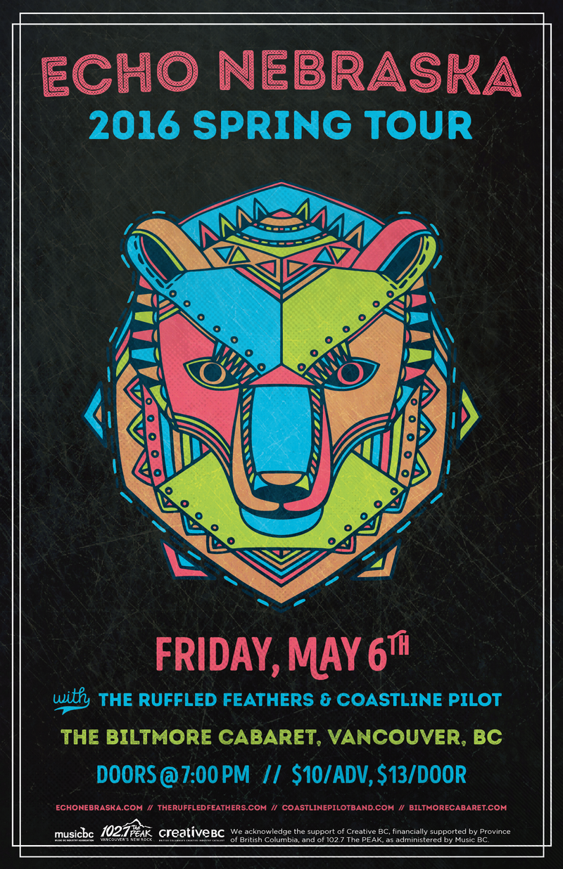 Echo Nebraska, The Ruffled Feathers, Coastline Pilot @ The Biltmore Cabaret May 6 2016 - May 8th @ The Biltmore Cabaret