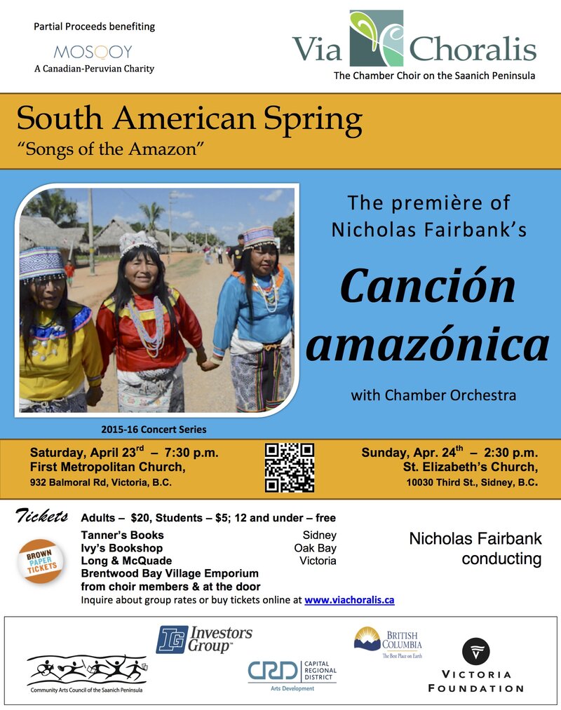 South American Spring: Via Choralis Chamber Choir, Nicholas Fairbank  @ United Commons (First Metropolitan United Church) Apr 23 2016 - May 7th @ United Commons (First Metropolitan United Church)