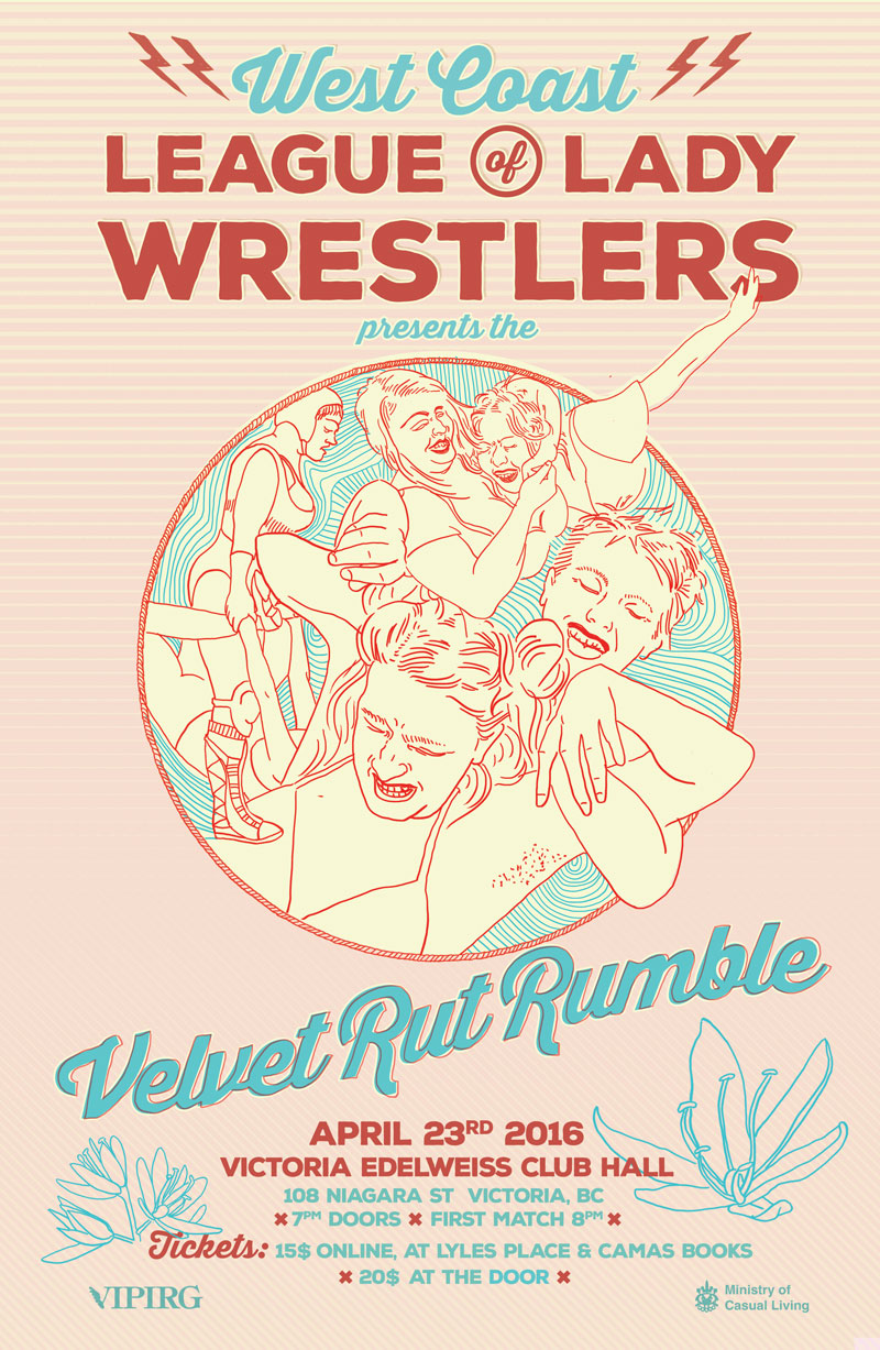 West Coast League Of Lady Wrestlers - Velvet Rut Rumble: Annie Goodfellow ft. Donald Trump  VS  Punkasso, Hagatha Crispy ft. Crotch Light  VS  Annacondo, Jean Spawnda ft. Clitoratti  VS  Steel Kegal, Macho Ham ft. Bacon Titties  VS  Quagga Mussel, HALF TIME show ft. BadBoy4U, Ursa Major  VS  Medoucha , Shyena ft. The Backwoods Breeder  VS  Black Widow, Pandora Death Box  VS  Inna D.Mon, Award Ceremony @ Victoria Edelweiss Club - Apr 23, 2016
