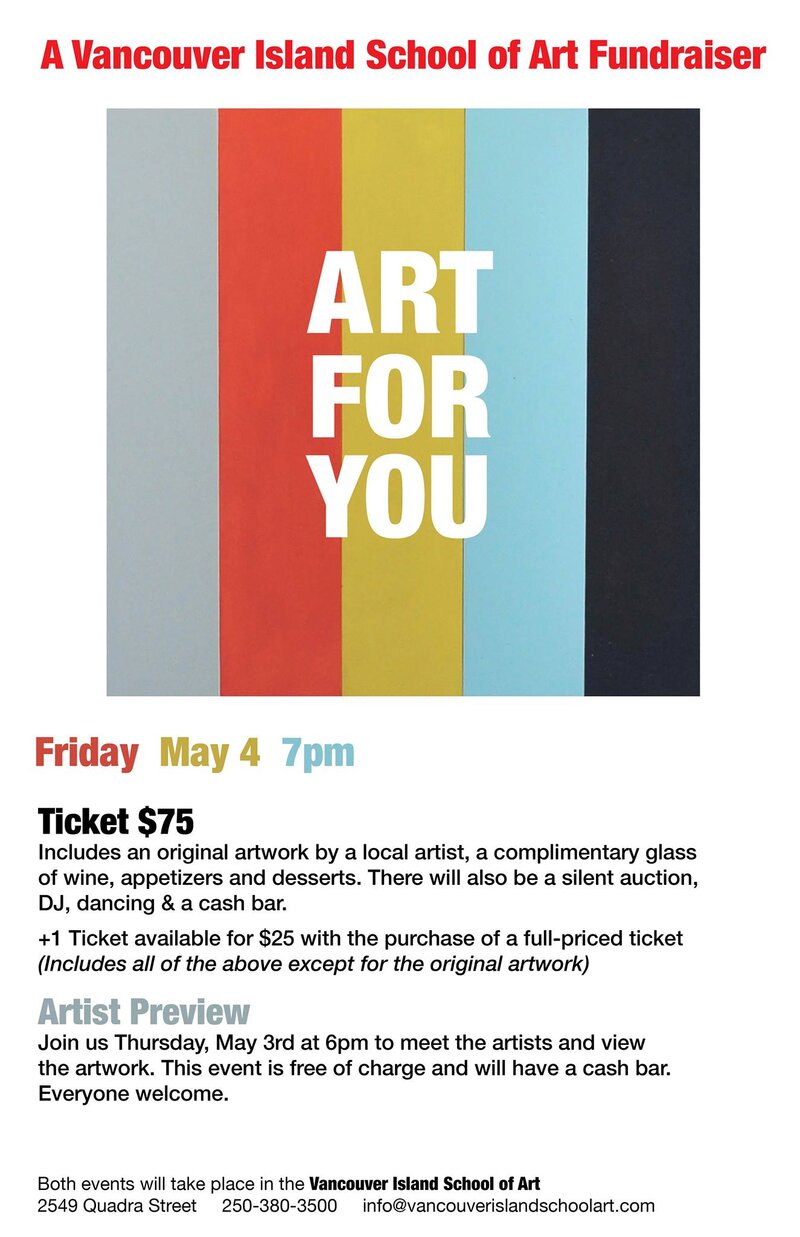 Art For You @ Vancouver Island School of Art May 4 2018 - Jun 20th @ Vancouver Island School of Art