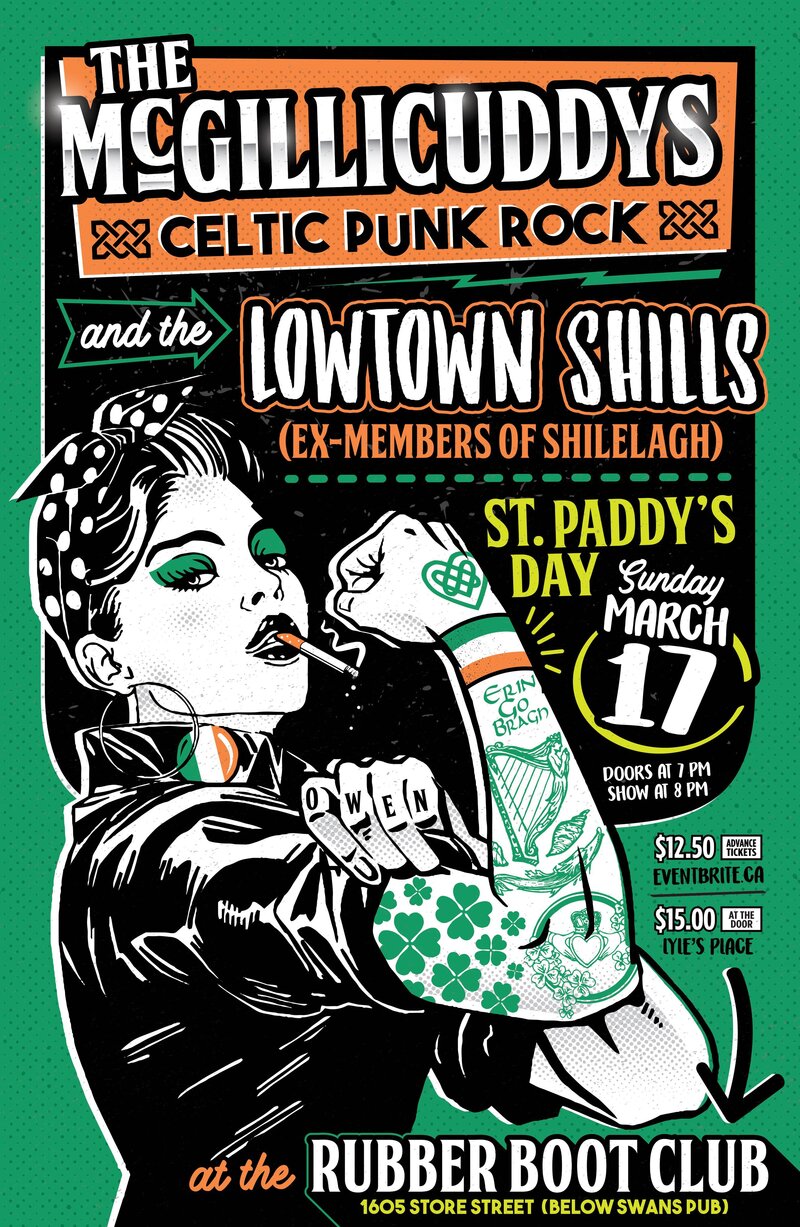 St. Patrick's Party: The McGillicuddys, The Lowtown Shills, A DJ Called Malice @ The Rubber Boot Club Mar 17 2019 - May 6th @ The Rubber Boot Club