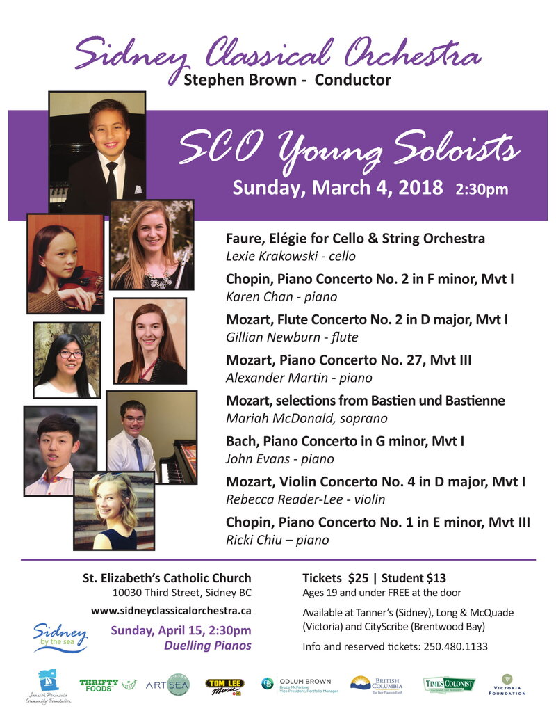 Young Soloists with the: Sidney Classical Orchestra, Stephen Brown @ St Elizabeth's Catholic Church - Mar 04, 2018