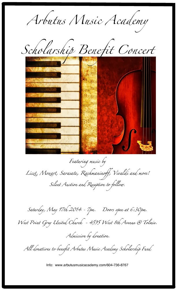 Scholarship Benefit Concert: Arbutus Music Academy @ West Point Grey United Church - May 17, 2014