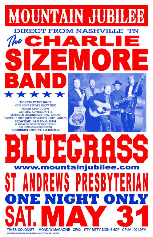 BLUEGRASS Direct from Nashville Tennessee: The Charlie Sizemore Band @ St. Andrews Presbyterian Church May 31 2008 - May 14th @ St. Andrews Presbyterian Church
