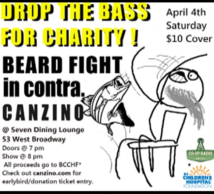 DROP THE BASS FOR CHARITY: BEARDFIGHT, Incontra., Canzino @ Seven Dining Lounge Apr 4 2015 - May 7th @ Seven Dining Lounge