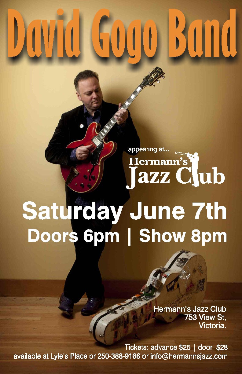 David Gogo Band: David Gogo, Jay Stevens, William Arthur "Bill" Hicks, Amber Handley @ Hermann's Jazz Club Jun 7 2014 - May 7th @ Hermann's Jazz Club