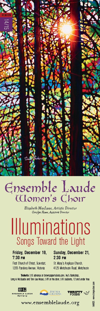 Illuminations: Songs Toward the Light: Ensemble Laude @ First Church of Christ, Scientist Dec 19 2014 - May 22nd @ First Church of Christ, Scientist