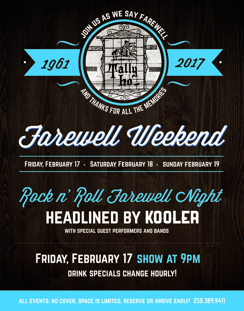 Farewell Friday Night: Kooler @ Tally Ho Sports Bar and Grill Feb 17 2017 - May 6th @ Tally Ho Sports Bar and Grill